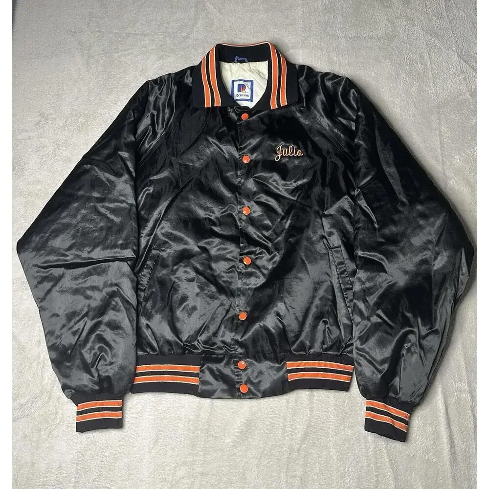 Vintage Rennoc USA Made Nylon Quilt Lined‎ Collared Jacket Men XL Spanish Club